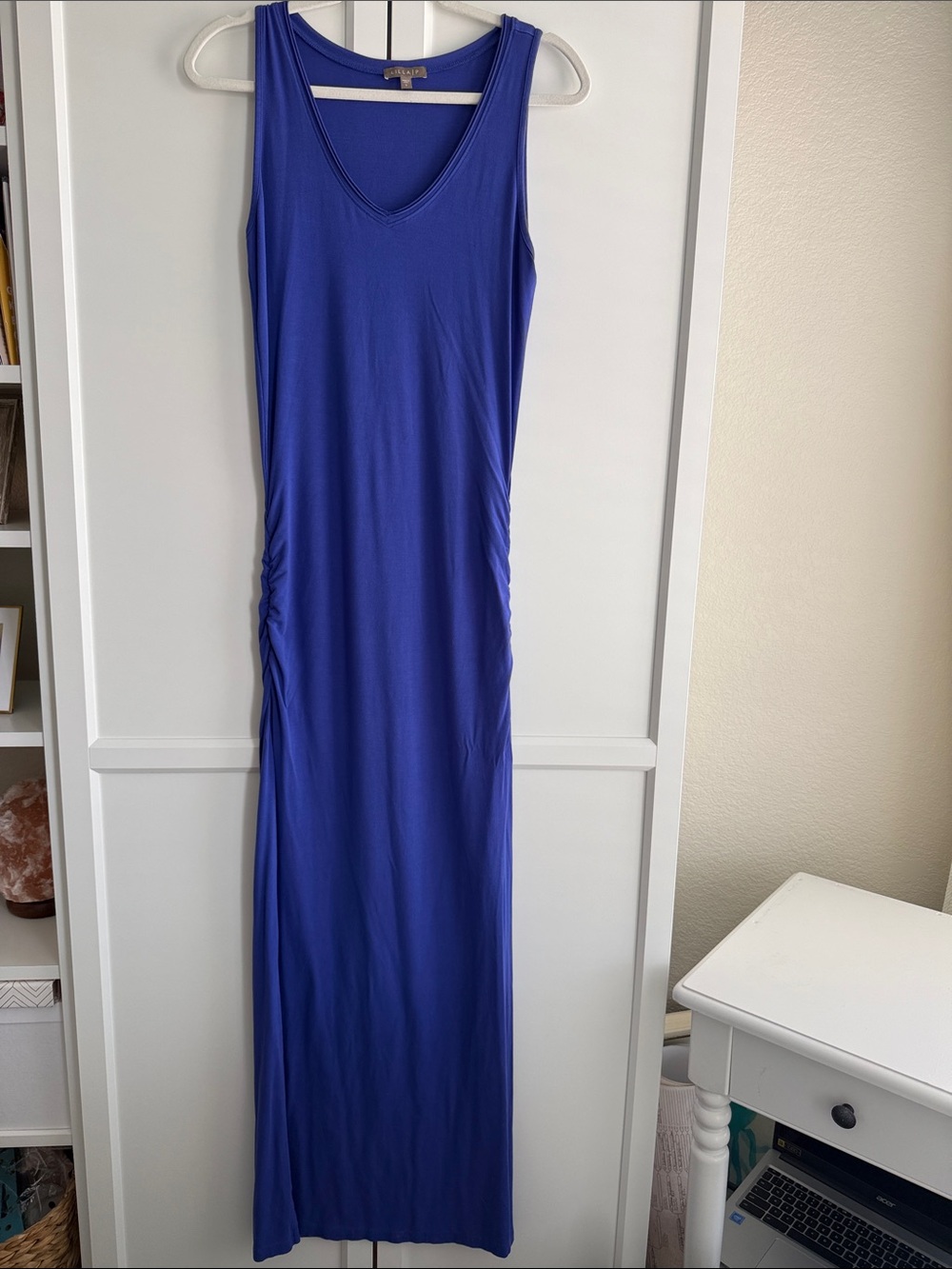 Lilla P Blue Ruched V-Neck Maxi Dress Size S